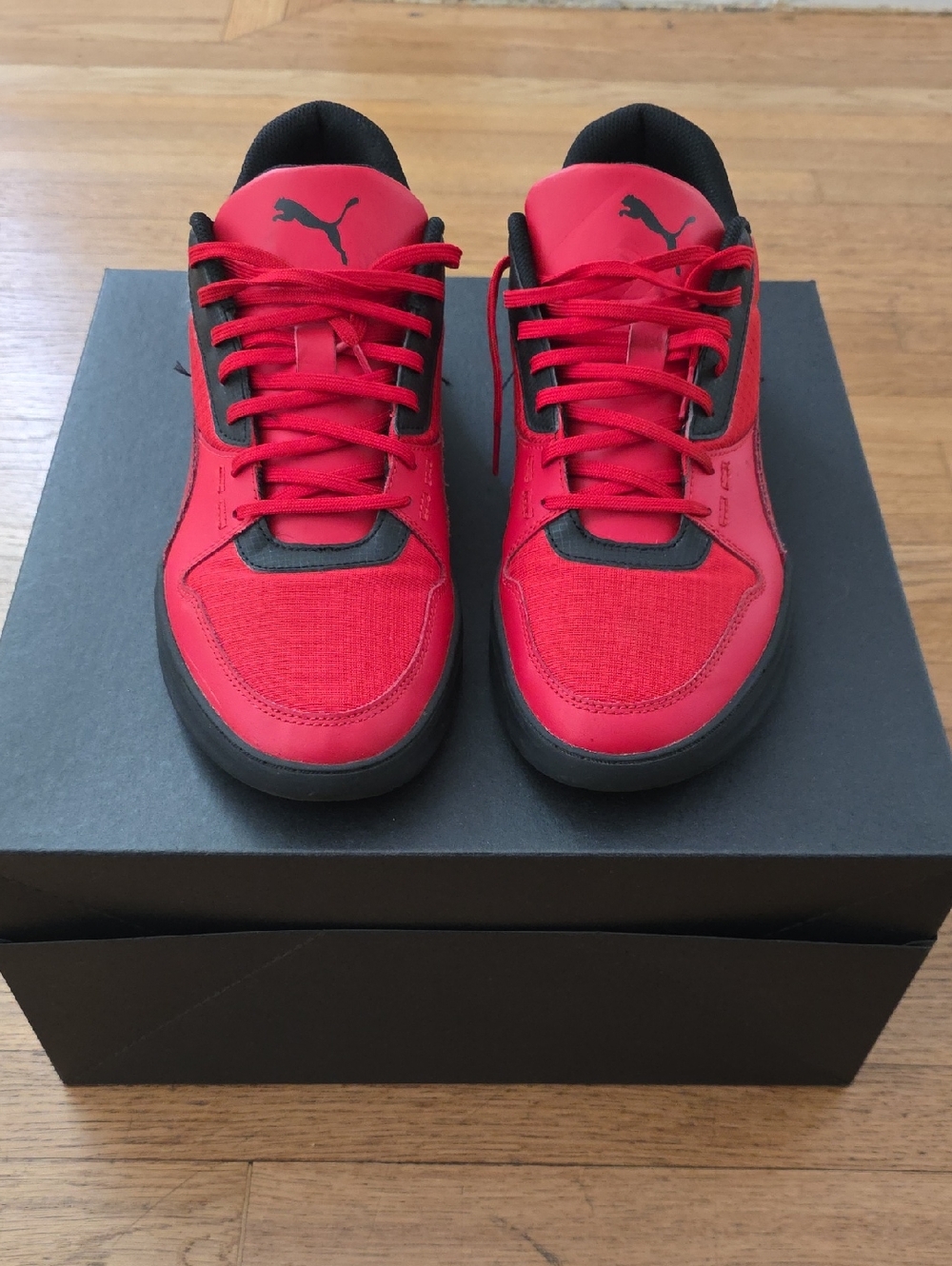 Puma Red and Black Low-Top Sneakers